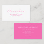 Elegant Moderne Hot Pink Typografie Minimal Visitenkarte (Vorne/Hinten)