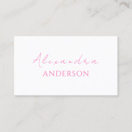 Elegant Moderne Hot Pink Typografie Minimal Visitenkarte