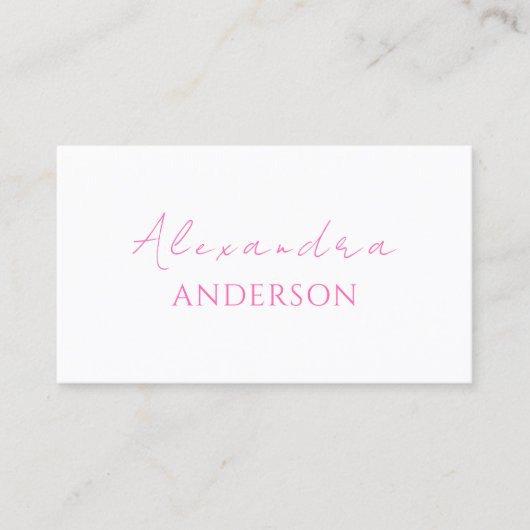 Elegant Moderne Hot Pink Typografie Minimal Visitenkarte (Vorderseite)