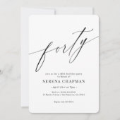 Elegant Moderne Kalligraphie 40. Geburtstag Einladung (Vorderseite)