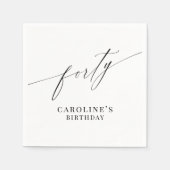 Elegant Moderne Kalligraphie 40. Geburtstag Serviette (Vorderseite)
