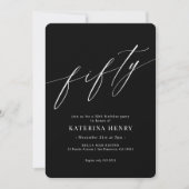 Elegant Moderne Kalligraphie 50. Geburtstag Einladung (Vorderseite)