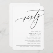 ELEGANT moderne Kalligraphie 60. Party leer Einladung (Vorne/Hinten)