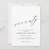 Elegant Moderne Kalligraphie 70. Geburtstag Einladung (Vorderseite)