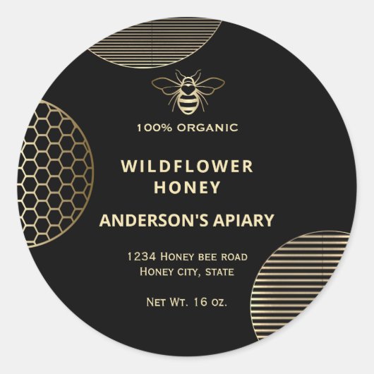 Elegant Moderne Kreise goldenen Honigs Runder Aufkleber (Vorderseite)