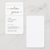Elegant Moderne minimale Skriptkalligrafie Vertika Visitenkarte (Vorne/Hinten)