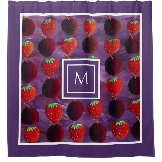 Elegant Moderne Monogram Ursommerfrüchte Duschvorhang (Vorderseite)