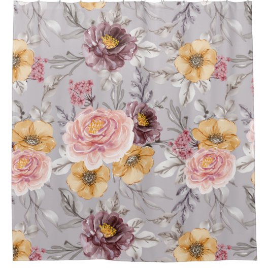 Elegant Moderne rosa Flora Duschvorhang (Vorderseite)