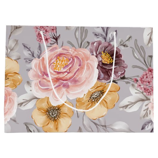 Elegant Moderne rosa Flora Große Geschenktüte (Rückseite)