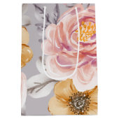 Elegant Moderne rosa Flora Mittlere Geschenktüte (Rückseite)