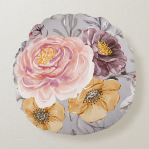 Elegant Moderne rosa Flora Rundes Kissen