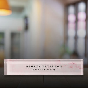 Elegant moderne rosa Marmor-Personalisierung Namensplakette