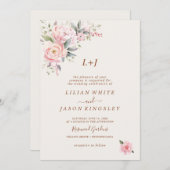 Elegant Moderne rosa Rose Blütenvielfalt Einladung (Vorne/Hinten)