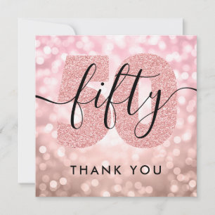 Elegant Moderne Rose Gold 50. Geburtstag Vielen Da Dankeskarte