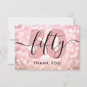 Elegant Moderne Rose Gold 50. Geburtstag Vielen Da Dankeskarte