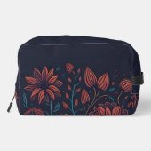 Elegant Moderne Rot und Blau Blumen Personalisiert Waschbeutel (Rückseite)