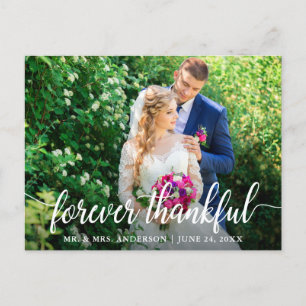 Elegant Moderne Schrift Immer Dankbare Hochzeit Postkarte