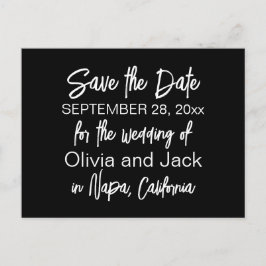 Elegant Moderne Schwarz und Weiß Save the Date Postkarte