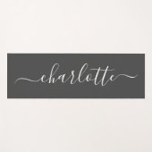 Elegant Moderne schwarze Skriptkalligrafie Name Ch Yogamatte (Vorderseite (Horizontal))