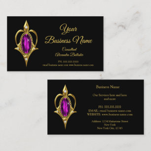 Elegant moderne stilvolle Magenta-Juwel-Gold-Gesch Visitenkarte