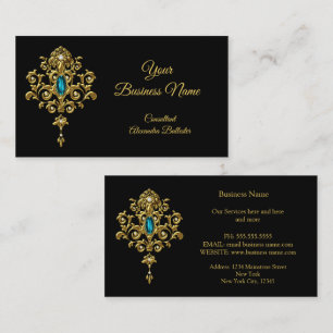 Elegant moderne stilvolle Türkisblau-Schmuck Gold  Visitenkarte