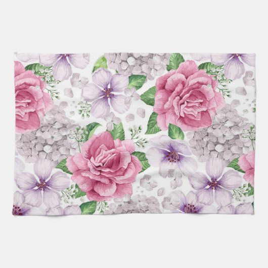 Elegant Moderne Vintag trendy floral Geschirrtuch (Horizontal)