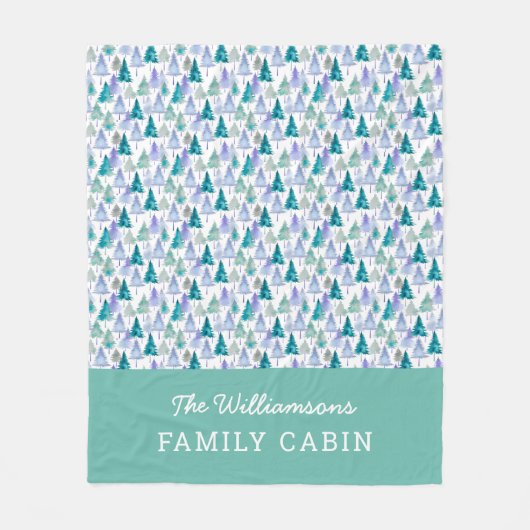 Elegant Moderne Weihnachtsbaumen Grün und Lilac Fleecedecke (Vorderseite)