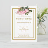 ELEGANT MODERNE WEISSE GOLDFLORALE GANZ EINFACH EINLADUNG (Stehend Vorderseite)