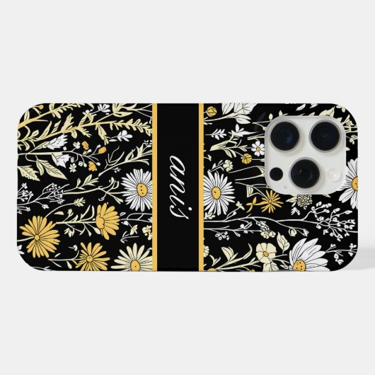 Elegant Moderne Wildblumen monogram iPhone Hülle (Rückseite (Horizontal))