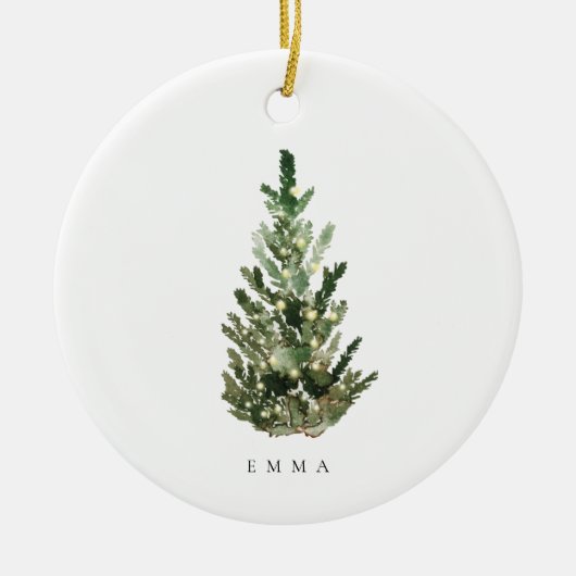 Elegant Moderner Minimalistischer Weihnachtsbaum N Keramik Ornament (Vorne)