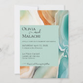 Elegant Modernes Abstraktes Agate Aquamarin Einladung (Vorderseite)