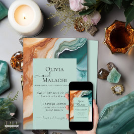 Elegant Modernes Abstraktes Agate Aquamarin Einladung