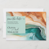 Elegant Modernes Abstraktes Agate Aquamarin Einladung (Vorderseite)