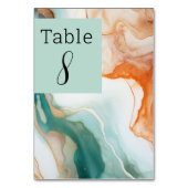 Elegant Modernes Abstraktes Agate Aquamarin Tischnummer (Vorderseite)