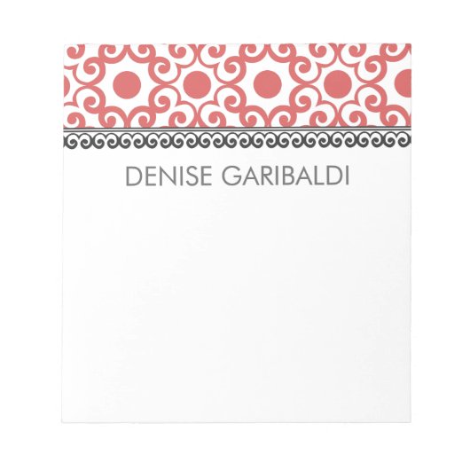 Elegant Modernes Arabesque Personalisiert Notizblock (Vorderseite)