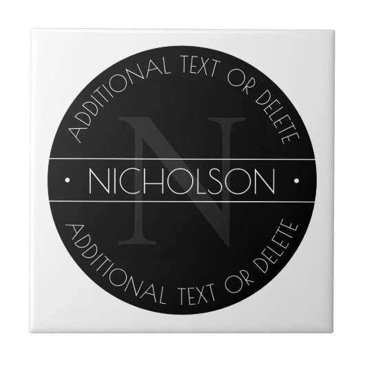 Elegant Modernes bearbeitbares Monogramm Schwarz & Fliese (Vorderseite)