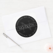 Elegant Modernes bearbeitbares Monogramm Schwarz & Quadratischer Aufkleber (Umschlag)