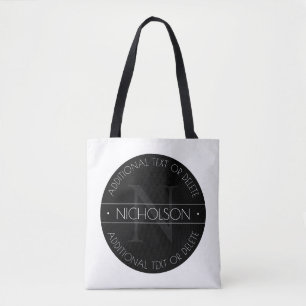 Elegant Modernes bearbeitbares Monogramm Schwarz & Tasche