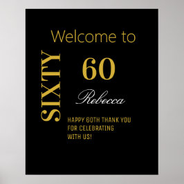 Elegant Modernes Black & Gold 60. Geburtstag Hinte Poster