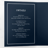 Elegant Modernes Blaues Monogramm Einfache Hochzei Dreifach Gefaltete Einladung (Innen Erste Seite)