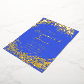 Elegant Modernes Blue Gold Surfer Wave Beach Hochz Folieneinladung (Gedreht)