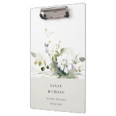 Elegant Modernes Boho Abstrakt grüne weiße Blüte Klemmbrett (Links)