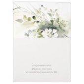 Elegant Modernes Boho Abstrakt grüne weiße Blüte Klemmbrett (Rückseite)