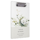 Elegant Modernes Boho Abstrakt grüne weiße Blüte Klemmbrett (Rechts)
