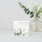 Elegant Modernes Boho Abstrakt grüne weiße Blüte Quadratische Visitenkarte (Stehend Vorderseite)