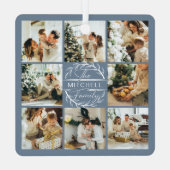 Elegant Modernes Dusty Blue Family Foto Collage Ornament Aus Metall (Rückseite)