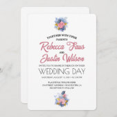 Elegant Modernes Dusty Rosa Rose Floral Einladung (Vorne/Hinten)