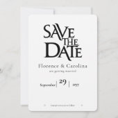 Elegant Modernes Einfaches Schwarz auf Weiß Save The Date (Vorderseite)