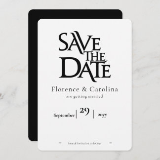 Elegant Modernes Einfaches Schwarz auf Weiß Save The Date