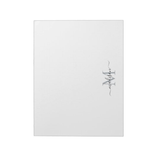 Elegant Modernes Girly Script Monogram Black Notizblock (Rotiert)